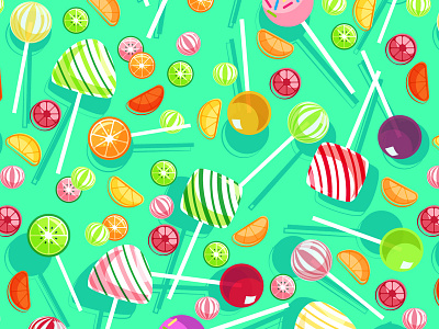 Lollipops Pattern candy colorful dessert food food illustration illustration lollipop packaging packaging design pattern pattern design sweets vector