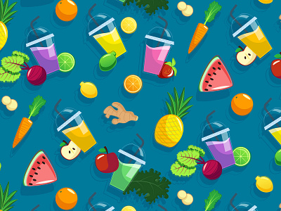 Juices Pattern colorful drinks food food illustration food pattern fruits illustration juice packaging pattern pattern design recipe summer vector
