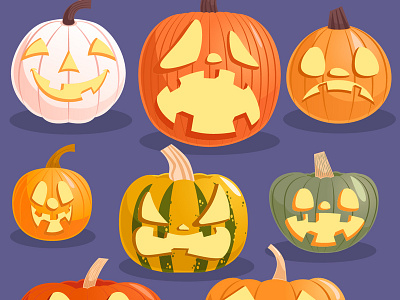 Pumpkin Faces colorful cute food food illustration food packaging halloween illustration jack o lantern packaging pumpkin scary vector