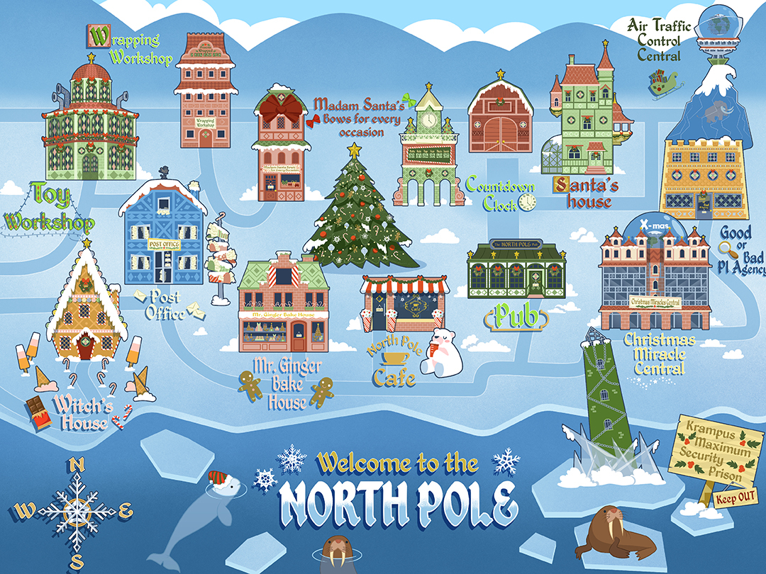 north pole santa map North Pole Map By Amanda Lima On Dribbble north pole santa map