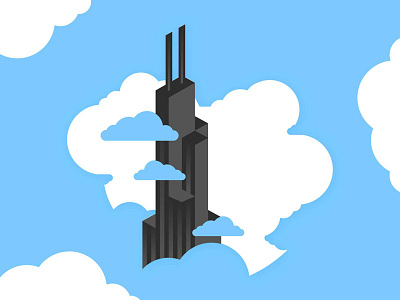 Big Willy Style chicago clouds illustration willis tower