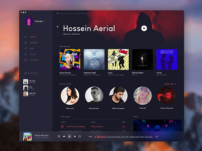 Music Player app concept designs hamed nikgoo iran mac music nikgoo osx player radiojavan ایران رادیوجوان