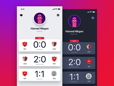 Score App alsadd app design football hamed nikgoo iran kashima nikgoo perspolis profile red score ui ux ایران
