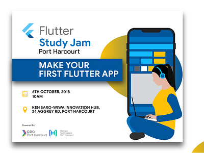 Web Banner design for Flutter Study Jam, Port Harcourt