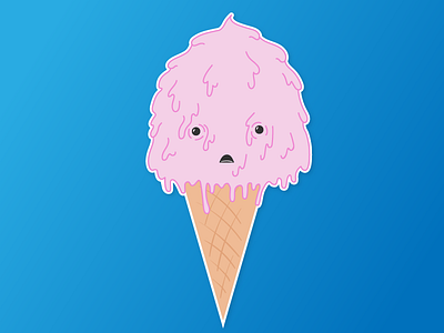 Melty Ice Cream Sticker cone ice cream illustration pink sticker strawberry