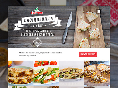 Cacique Quesadilla Site bright cacique clean eat food modern quesadilla responsive ui ux visuals website
