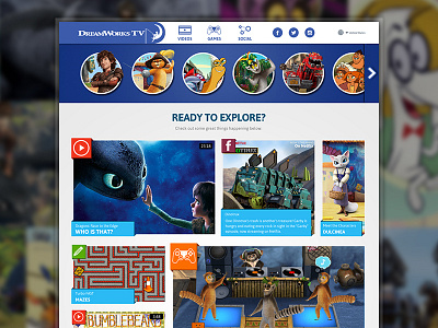 DreamWorks TV Site cartoon design dreamworks icons inspiration kids ui user experience user interface ux visual website