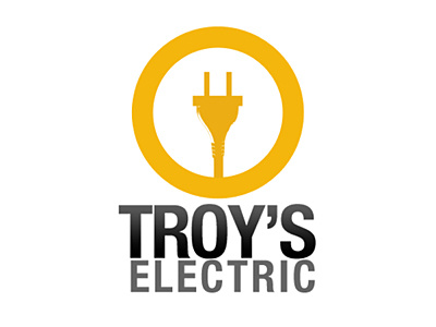 Troy's Electric black electric logo yellow