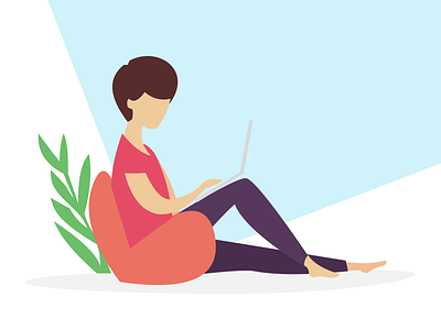 Female Character agency character environment female flat design illustration laptop minimalist plant work