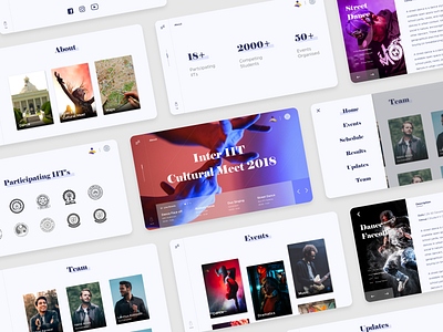 Inter IIT Cult Meet | Web Interface card design clean design events gradient homepage iit landingpage typogaphy ui ux web website website design