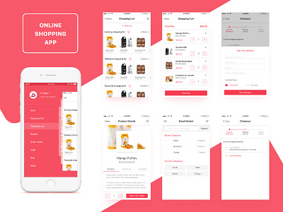 Online Shopping App app clean delivery design food ios iphone mobile product shopping type ui