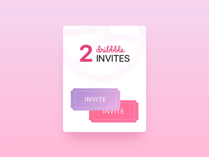 2x Dribbble Invites animation card clean debut draft dribbble giveaway invitation invite players ticket ui