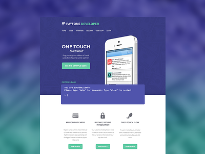 Landing Page for Payfone color flat landing page layout ui ux web design