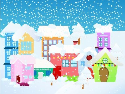 Winter and Snow digital drawing illustration