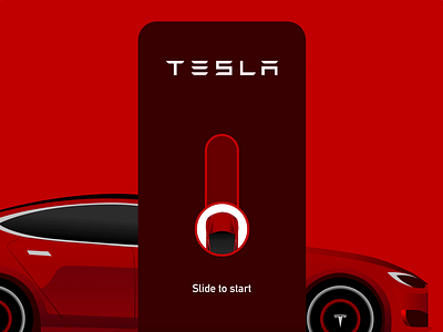 Tesla App - Slide to Start animation app car car app concept design electric car gesture interaction mobile slide slide start tesla ui ux uxdesign vector