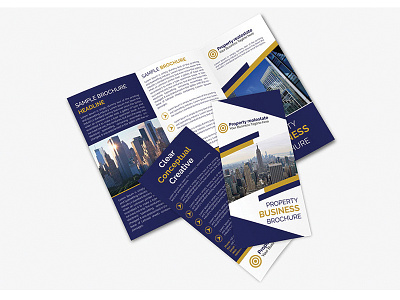 Trifold Brochure for Real Estate blue branding brochure business card colorful design print real estate stationary trifold trifold brochure