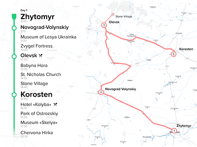 Map and schedule for the tourist trip