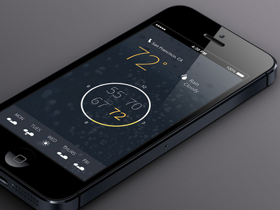 iPhone Weather App - 3D Mockup design mobile app ui ux