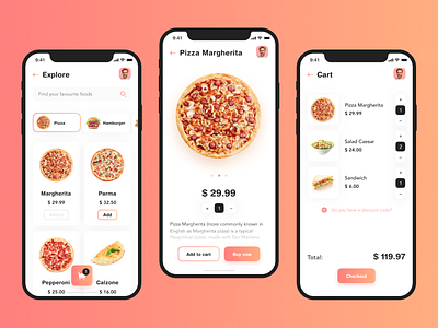 Pizza App app app design application cart checkout design figma food interface ios menu mobile pizza ui ux