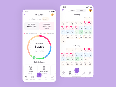 Women health App app app design application calendar design figma health interface ios mobile ui woman