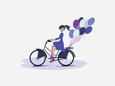 In a hurry to celebrate 2dart baloonillustration bikeillustration girl girlillustration girlonbike illustration illustrationart