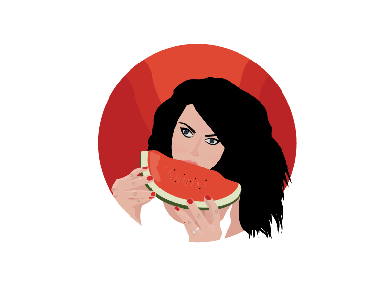 Girl and watermelon