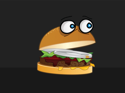 Burger Time (GIF) animated animation burger character delicious gif hamburger magic sauce