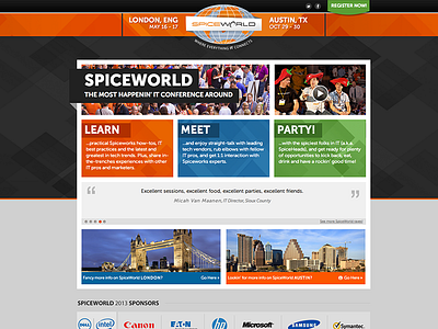 SpiceWorld 2013 Website design event user experience user interface ux web website