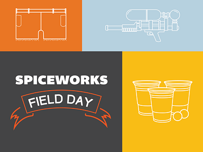 Spiceworks Field Day beer pong branding day field field day fun icons illustrations signage solo cup sports super soaker