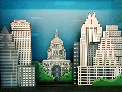 Austin Skyline austin capital city illustration set design skyline