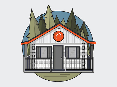 Cabin in the woods building camp camping grass illustration log cabin logs outdoors trees