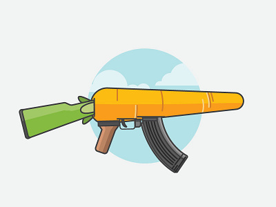 Open Carrot ak47 carrot farm gun illustration vegetables