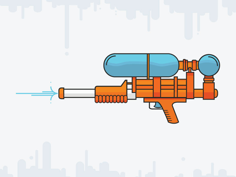 Hunting Fish fun summer water gun squirt gun super soaker illustration