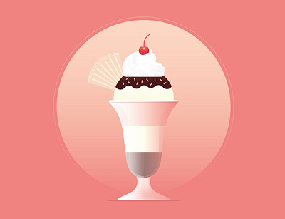 Sundae cherry dessert gradient ice cream illustration summer sundae vector wafer