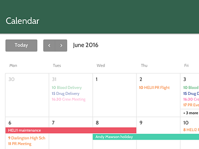 Calendar ambulance calendar healthcare ui web app