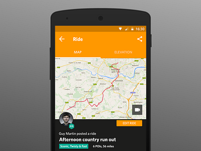 Realrider Ride Profile drive journey map motorbike point of interest ride route