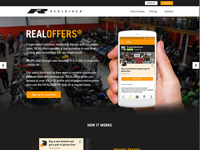 Realrider Offers adverts motorbike offers promotion realrider web design website