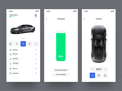 Tesla App - Bright Mode Concept app appdesign bright car charging clean climate concept interface models modern tesla