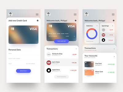 Mobile finance App app bright card credit finance ui