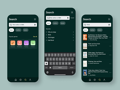 Search Function for a Book App appdesign book app creative dailyui digitaldesign figma inspiration interactiondesign productdesign search function sketch ui uidesign userexperience userinterface userinterfacedesign ux webdesign webdesigner websitedesign