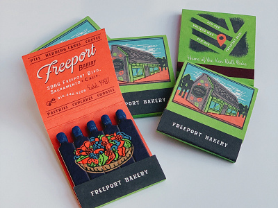 Freeport Bakery matchbox bakery freeport illustration matchbox matches print retro vintage