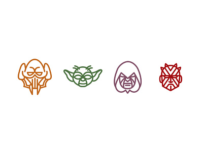 Star Wars icons v2 - Jedi vs. Sith drawing icons line drawing lines minimal simple star wars