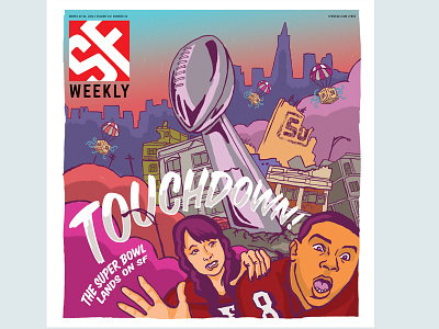SF Weekly cover illustration colors cover design drawing football illustration magazine
