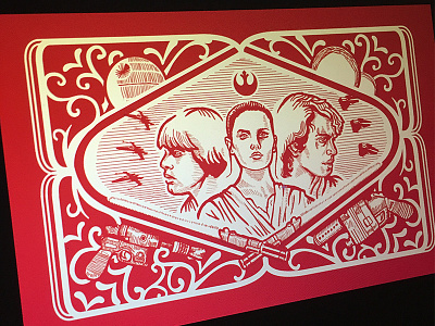 Star Wars poster illustration 1 color design illustration ornate screen print star wars