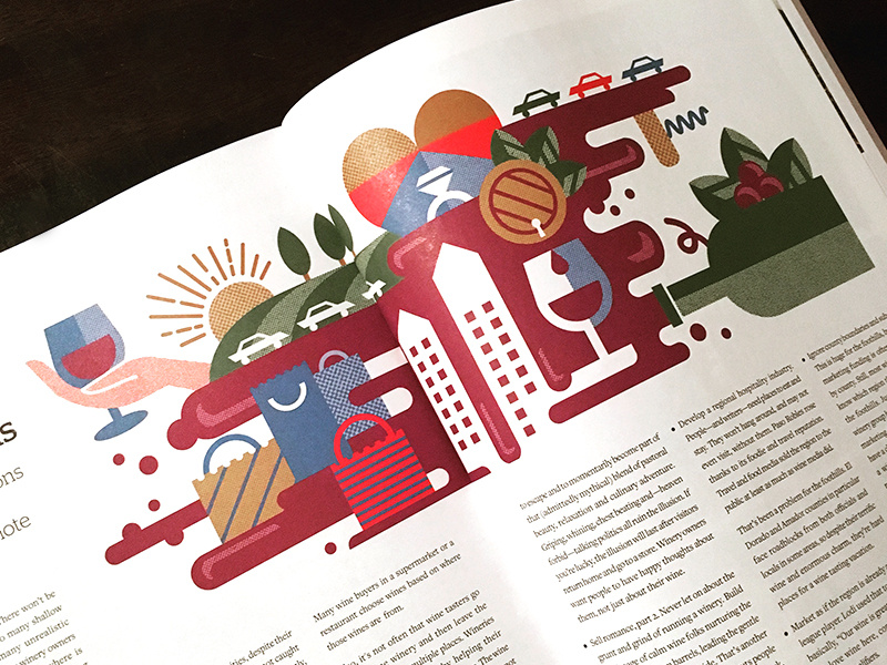 Grape Expectation illustration — Edible Magazine food napa wine country wine geometric illustration