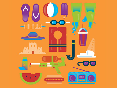 Summer Illustration series color design heat objects summer