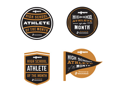 Athlete of the month Concepts black and gold classic design logo seals sports typography vintage word mark