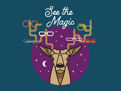 Reindeer holiday eyeglass illustration