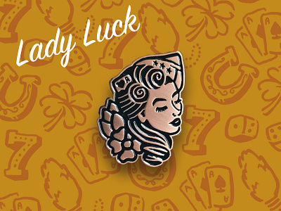 Lady Luck Pin design enamel pin illustration lapel pin pin pinup retro