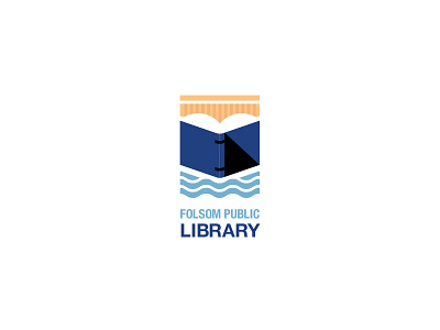 Folsom Public Library book branding bridge folsom geometric library logo simple